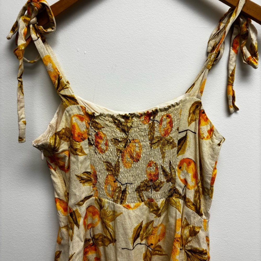Urban Outfitters Jolene Linen Tie Shoulder Lemon Print Dress - Picture 11 of 15